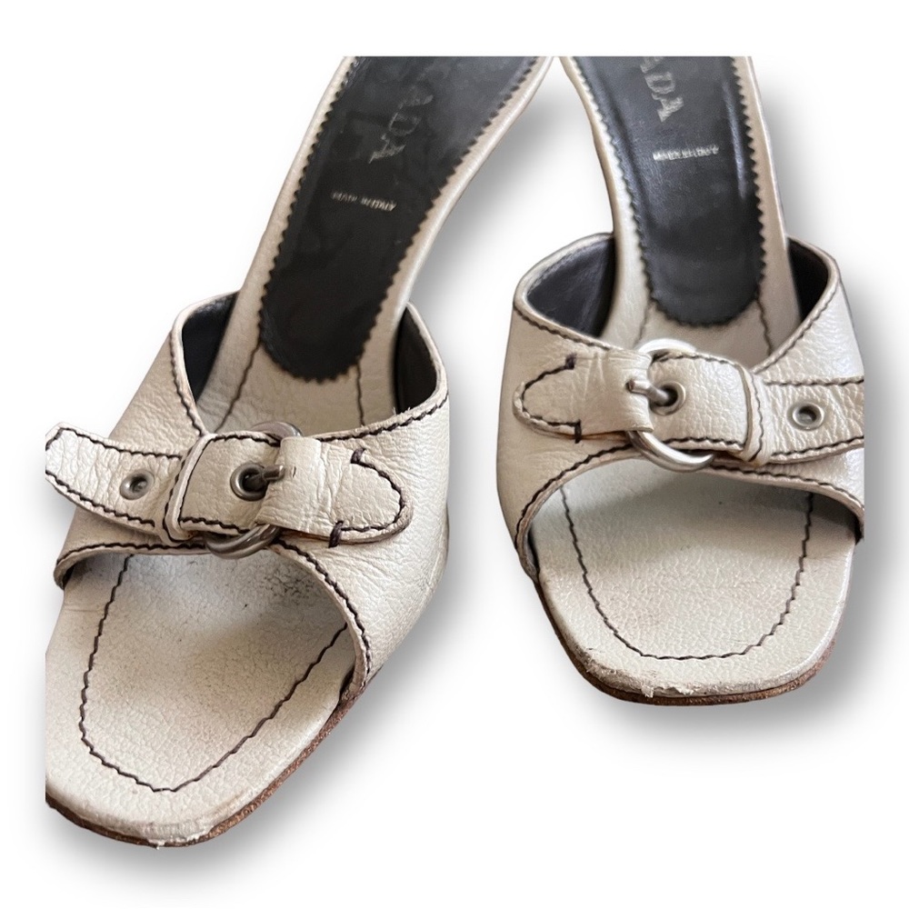 Prada Ivory Mule Slides View 2